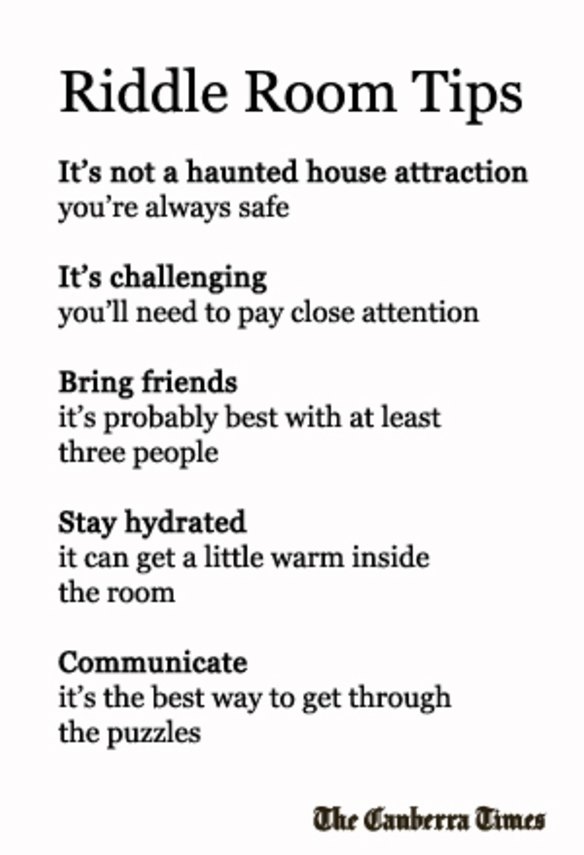 Tips on surviving the Riddle Room in Canberra