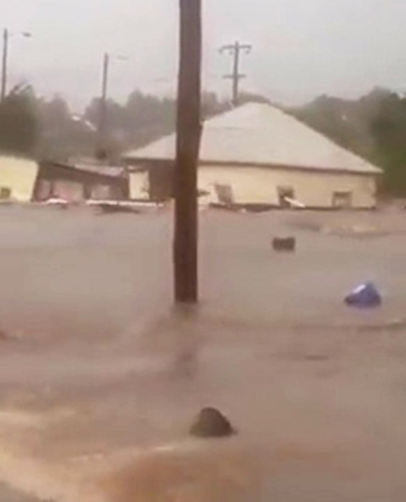 A house is swept away by a storm in Dungog.