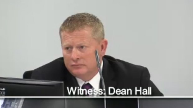 CFMEU's Dean Hall gives evidence at the Royal Commission into Trade Union Governance and Corruption before Commissioner Dyson Heydon.