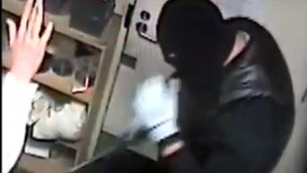 A still image from the footage of Mawson Club armed robbery on August 8, 2016