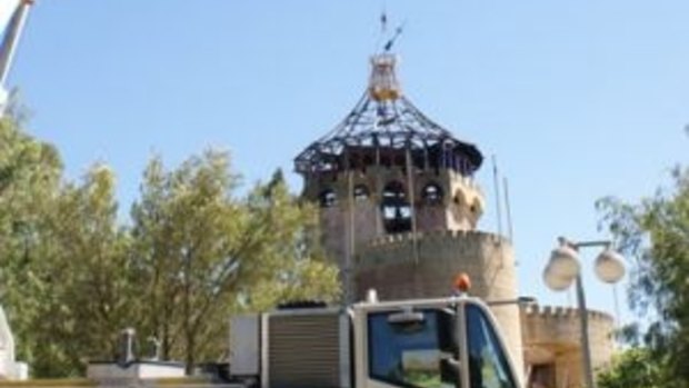 The Adventure World castle was damaged beyond repair by fire in 2013. 
