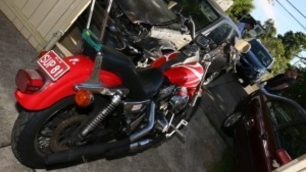 One of the motorcycles seized.