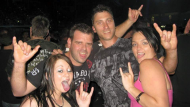 Ben and Tanya with friends in happier times, at a Metallica concert - Ben's favourite band. 