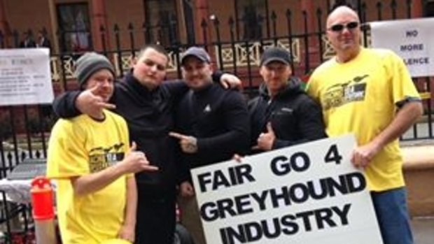 Chad Achurch, centre, attended a rally earlier this year to protest the shutdown of the industry. 