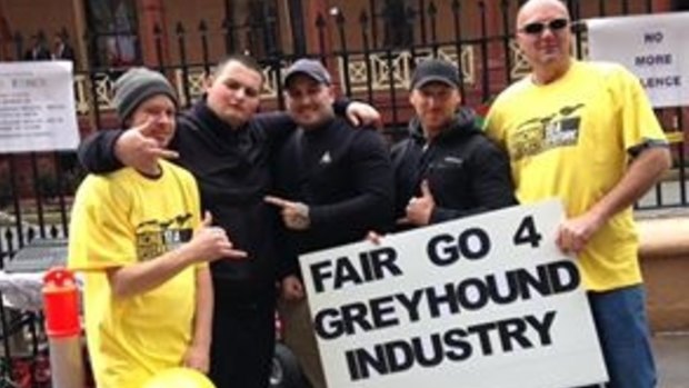 Chad Achurch, centre, attended a rally earlier this year to protest the shutdown of the industry. 