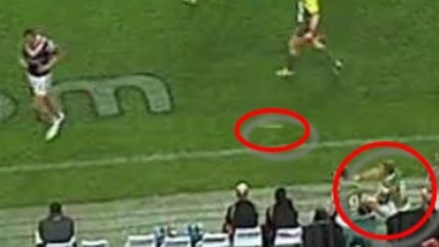 Bottle incident: George Burgess, right, and the bottle are circled. 