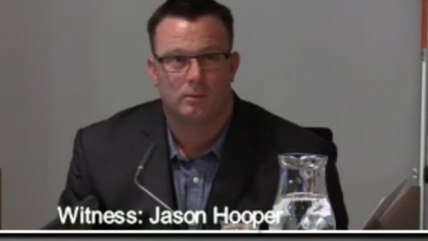 Advanced Plumbing and Drains boss Jason Hooper gives evidence during the trade unions royal commission.