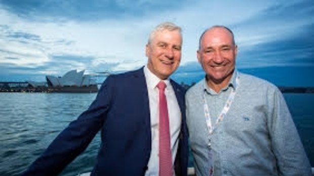 Stephen Drummett, AGDATA Australia with Minister for Small Business, Michael McCormack.