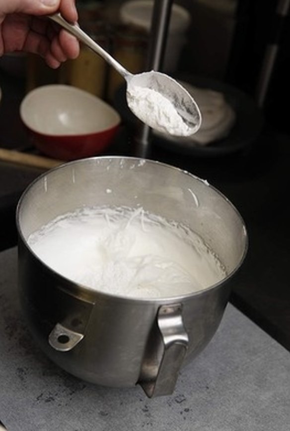 4. The sugar should completely dissolve. The mixture should reach the ribbon stage