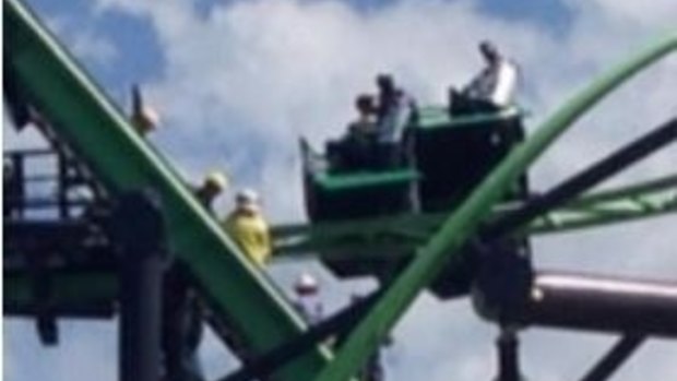 Six people were stranded for hours on the Green Lantern rideat Movie World in March.