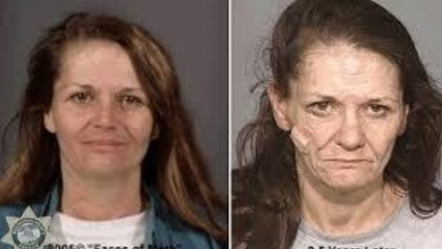 The picture on the right was taken after 2½ years of methamphetamine use.
