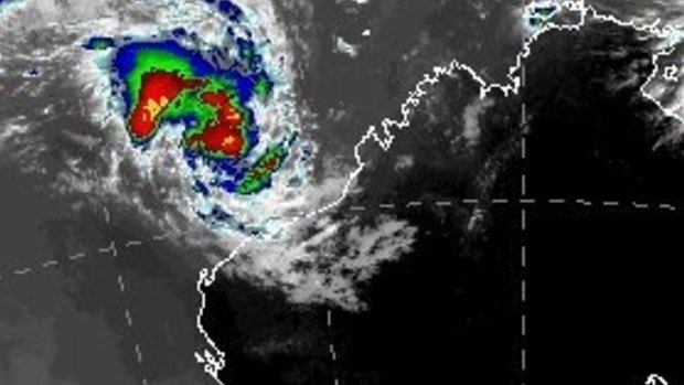 The cyclone forming off the north-west coast of WA.