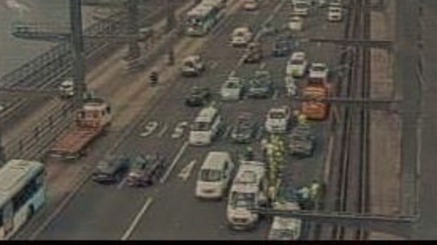 Traffic was heavy after a crash on the Sydney Harbour Bridge.