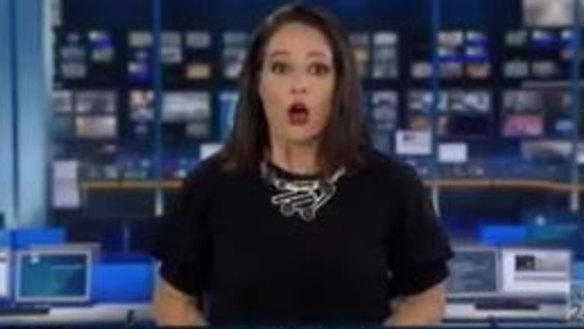 The moment newsreader Natasha Exelby realised she was on-air.