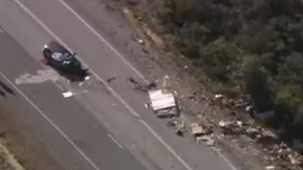 The carnage after a fatal crash on Indian Ocean Drive, one of WA's worst roads.