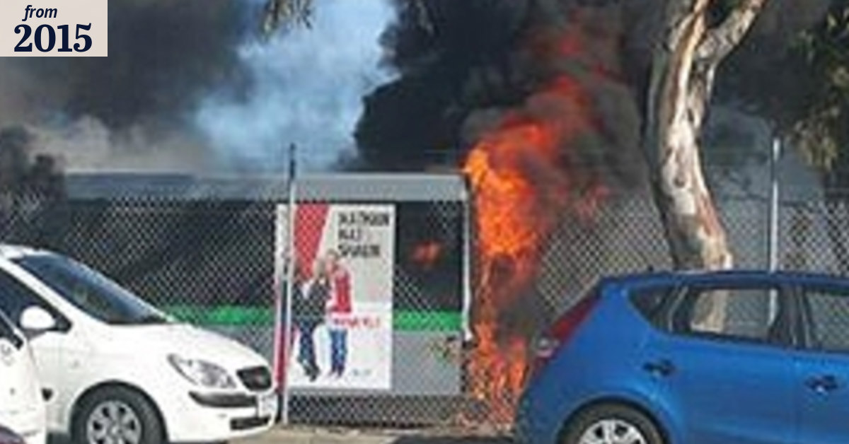 Transperth bus on fire at Whitfords train station