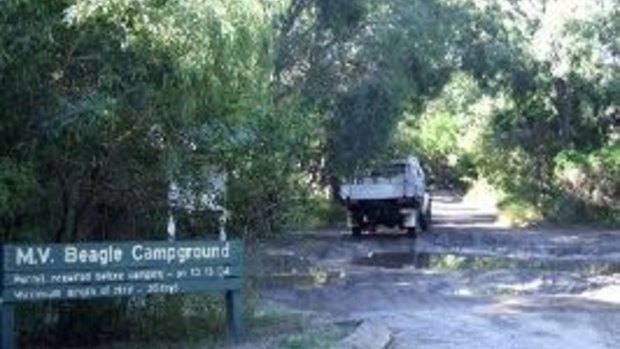 MV Beagle Campground at Inskip Point, north of Rainbow Beach where a sinkhole opened on Saturday night.
