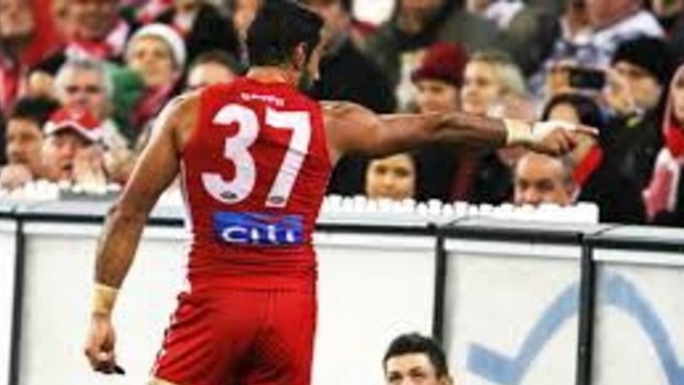 Adam Goodes calls out racism.