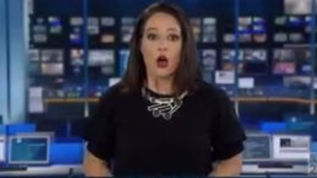 The moment newsreader Natasha Exelby realised she was on-air.