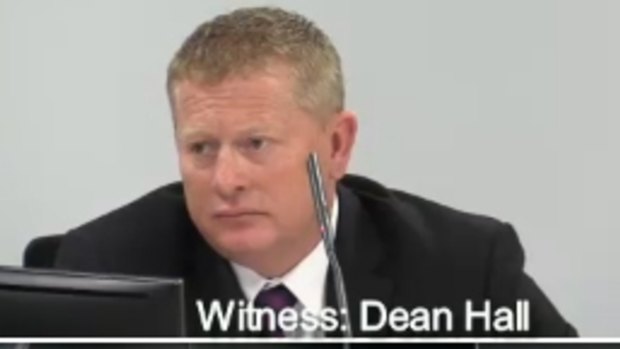 CFMEU's Dean Hall gives evidence at the Royal Commission into Trade Union Governance and Corruption before Commissioner Dyson Heydon.