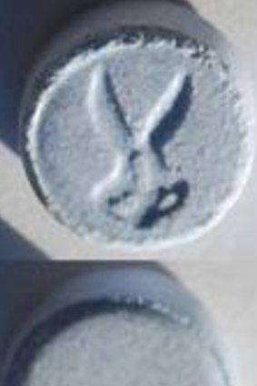 An "ecstasy" pill, with scissor stamp, similar to the one used by the four people hospitalised .