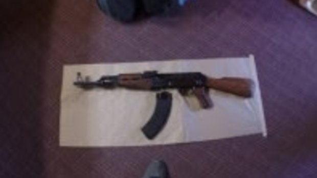 A replica semi-automatic AK-47 found during police raids on the Sunshine Coast.