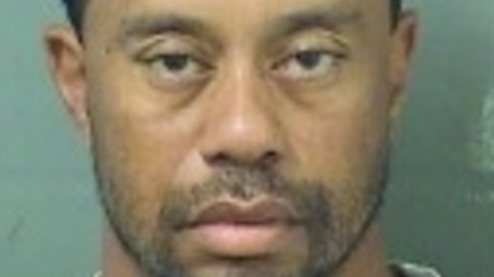 Tiger Woods' mugshot after being arrested on a DUI charge.