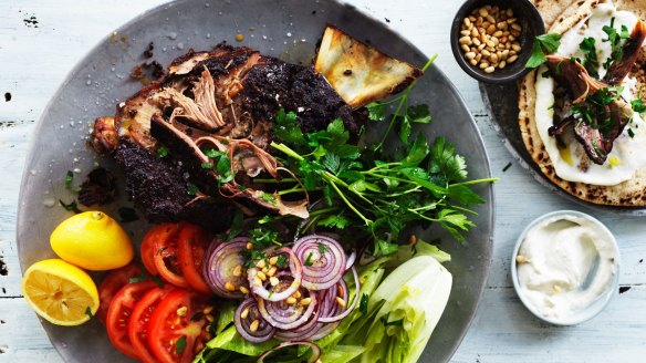 Roast lamb shoulder shawarma