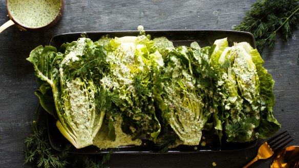 Cos lettuce with very useful dressing