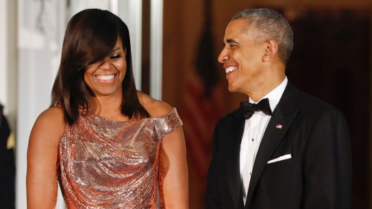 Michelle Obama dazzles in Versace for final State Dinner at the White House