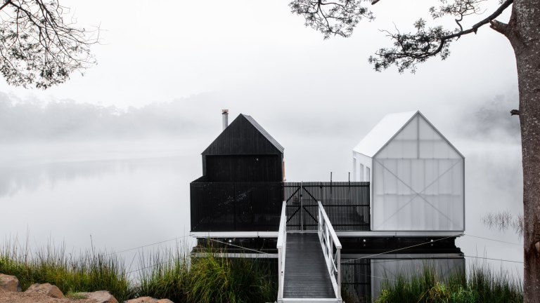 Floating sauna opens at Lake Derby in Tasmania