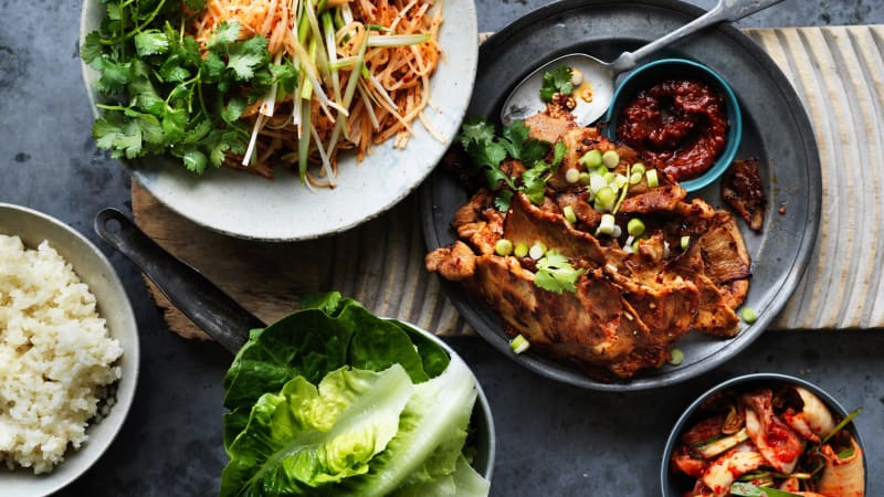 Neil Perry's spicy marinated pork and Korean daikon
