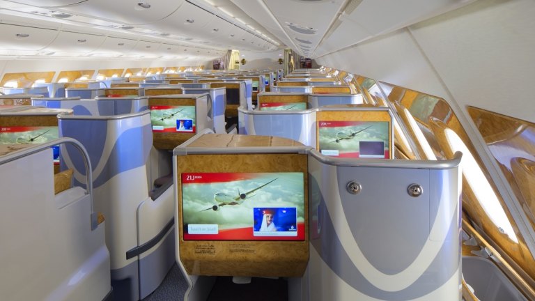 Emirates a380 business online class bassinet seat