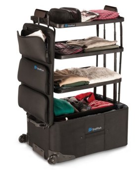 Suitcase with store collapsible shelves