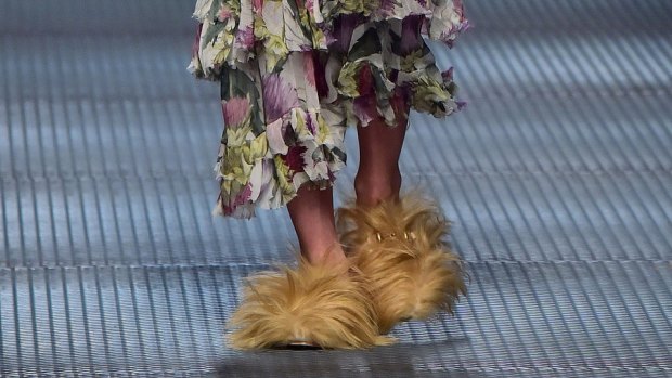 Gucci hairy slippers store