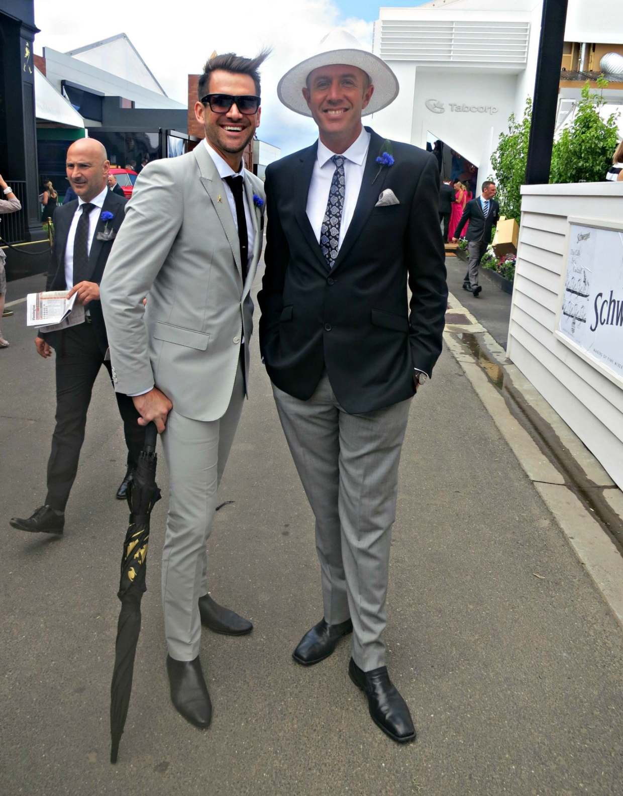 Mens derby day outfits top