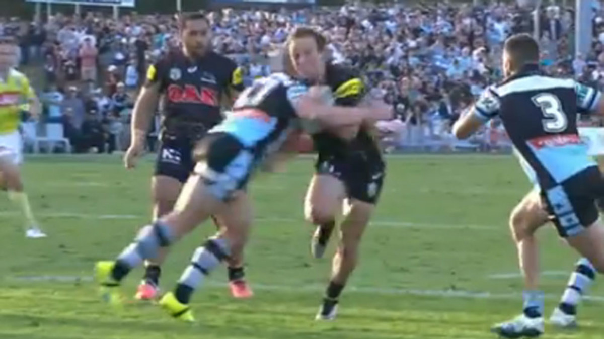 Lewis hits Molan with 'tackle of the year' | Nine.com.au