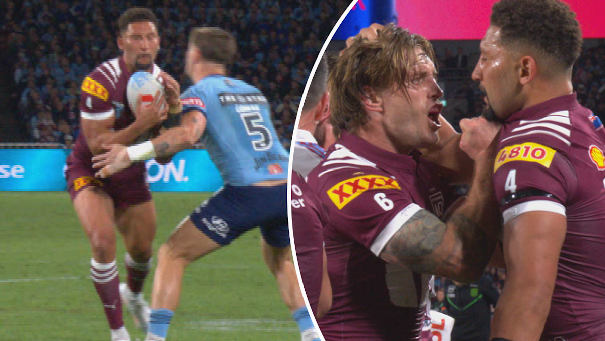 NSW Blues vs QLD Maroons updates, results, videos, highlights and latest news; Gehamat Shibasaki sets up first try on debut; Maroons hit the board first after Luai’s costly kick