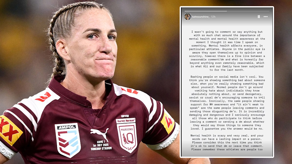 Wife of Maroons captain Ali Brigginshaw calls out online hate; NSW v Qld