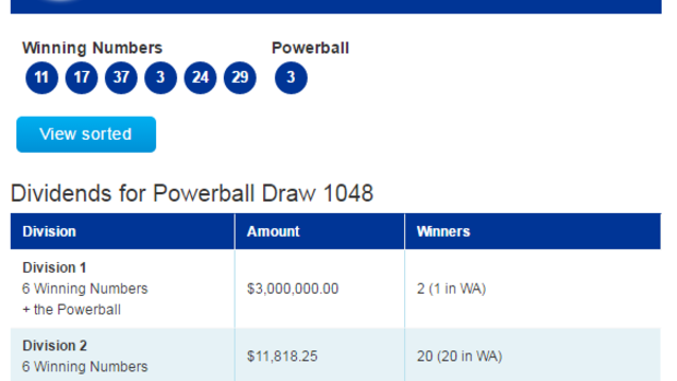 Powerball lotto 2025 divisions