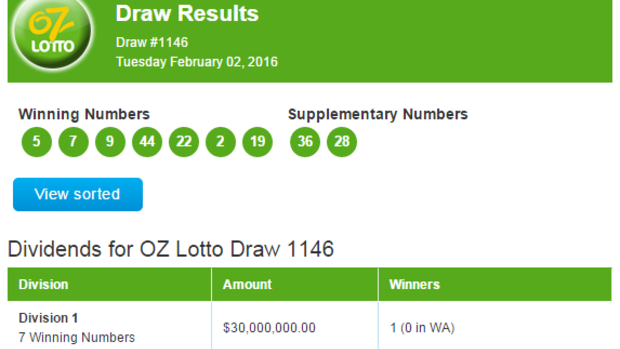 Oz Lotto no WA luck as eastern states player scoops 30 million