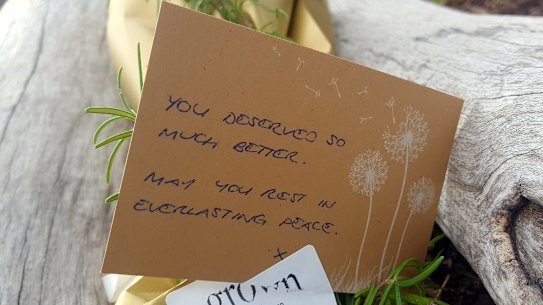 A note left for Ms Herron at the sight where her body was found. 