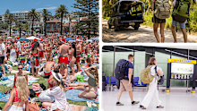 Backpackers at Bronte Beach on Christmas.