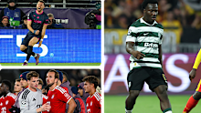 Aussie Gianni Stensness celebrates his goal against Bayern Munich, while Nestory Irankunda was a standout for Sporting.