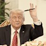 Donald Trump and Sheikh Tamim bin Hamad al-Thani, Emir of Qatar, at a signing ceremony in Doha last week.
