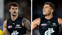 Carlton players Lachie Cowan (left) and Will Hayward