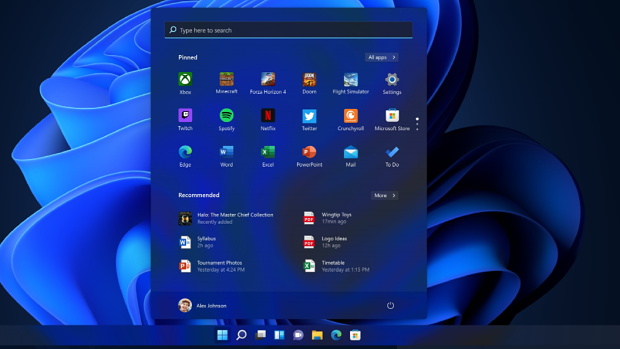 Windows 11 features a new centred Start menu.
