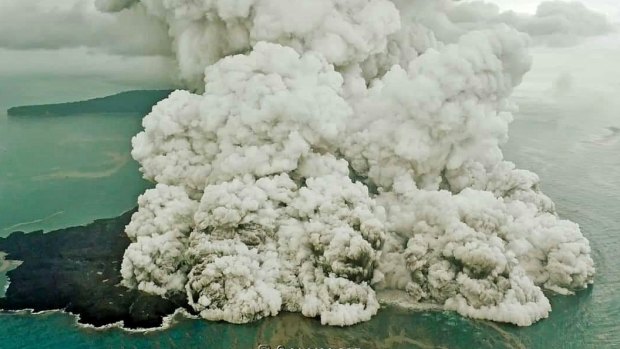 Anak Krakatau pictured the day after the deadly Sunda Strait tsunami. 