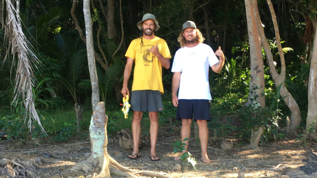 Navrin Fox and Woody Jack on one of many trips to Fiji