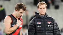 Zach Merrett and Darcy Parish of the Bombers.